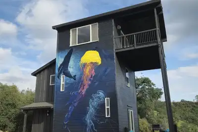 Image de Secluded Hilltop Tower with Private Pond Fishing, Ev Charger, Firepit, Mural