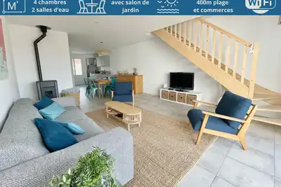 Maison moderne, 4 chambres, 150m de la mer, terrasse, Wifi, quartier calme