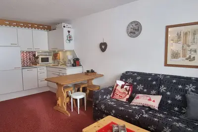 Image de Studio au pied des pistes avec grand balcon et cuisine équipée