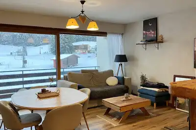 Image de Au pied des pistes balcon avec vue et poêle à bois