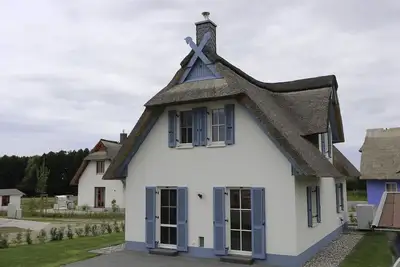 Image de Das Reetgedeckte Ferienhaus Seeschwalbe mit Blick auf die Historische WindmĂĽhle in Stove, ist ein Traumhaftes Urlaubsdomizil
