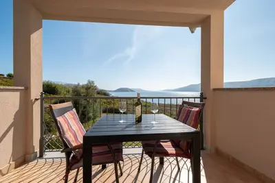 Image de Garçonnière avec la terrasse et la vue sur le mer Zubovici, Pag (As-4141-a)