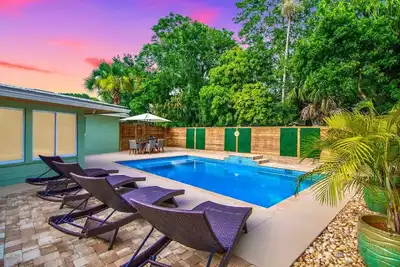 Image de Coastal Boho Escape w/ Fenced-In Heated Pool\n\n