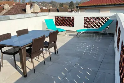 Image de Gîte 3* à 100m des thermes, terrasse plein sud, parking, Wi-fi, Tv, pour 4 personnes