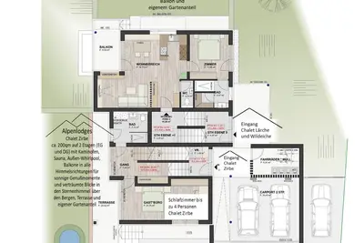 Image de Alpenlodges Chalet Zirbe, 200 qm, 3 Schlafzimmer, 3 Bäder, Sauna, Terrasse und Balkon