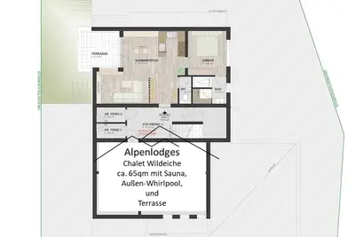 Image de Alpenlodges Chalet Wildeiche, 65 qm, Separates Schlafzimmer, Bad, Sauna, Terrasse