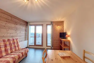 Image de Studio confortable avec terrasse sud et retour ski