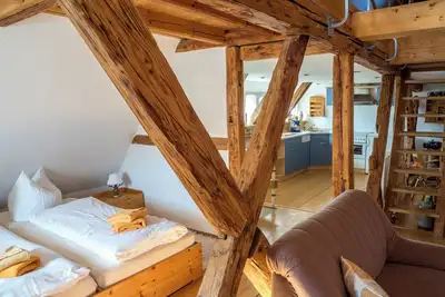 Image de Appartement 'Ferienwohnung Am Heideborn' avec vue sur la montagne, jardin partagé et Wi-Fi