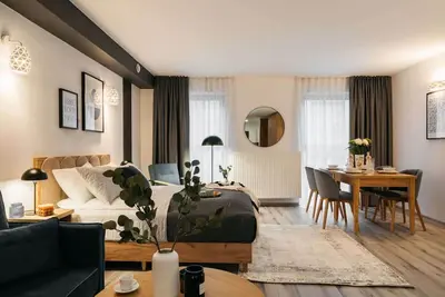 Orso City Studio with king size bed and sofa