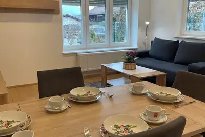 Image de Ferienwohnung Bergblick mit Terrasse, 54 qm, fĂĽr 1 bis 4 Personen