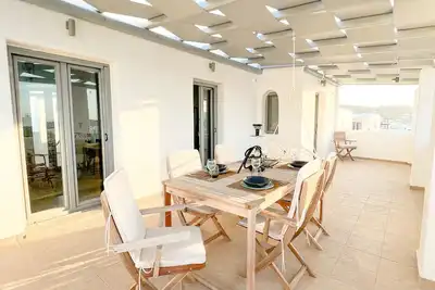Aggelos Apartment With View in Antiparos. Two big terraces for sunset dining