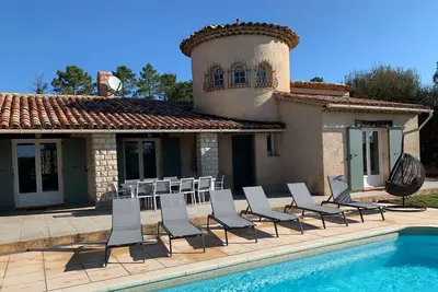 Villa with stunning view and private heated pool in South of France ; 2-10 pers