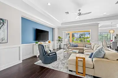 Image de Luxe, waterfront home with pool, spa, dock & gorgeous backyard