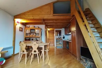Image de 300m du centre station, vue montagne, balcon, cheminée ou poêle à bois, parking, télévision, 38m²