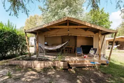 Image de Ecolodge Cotton Toilée 35m² (3 chambres) + Tv + Terrasse couverte 6 personnes