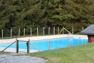 Image de Appartement 'Studio Bettex Pierre Platte' avec vue montagne, piscine privée et balcon