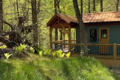 “Wild Blue Yonder “is a camper set up on a permanent foundation
