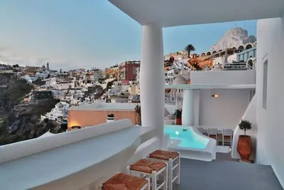 Image de Elegant Santorini Villa | 3 Bedrooms | Dream Villa Maria | Stunning Sea Views & 2 Private Terraces Each With Jacuzzi | Fira