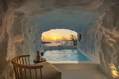 Image de Exquisite Mykonos Villa | Villa Apocryphos | 6 Bedrooms | Unique Aegean Sea Views | Private Infinity Pool | Indoor Cave Heated Pool | Outdoor Jacuzzi | Mykonos Town