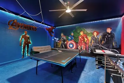 Image de Welcome to Modern Oasis, your ultimate family retreat nestled within the sought-after Windsor Hills Resort! This enchanting 6-bedroom, 4-bathroom haven offers the perfect blend of luxury, comfort, and fun. With a private pool, soothing spa, and endle