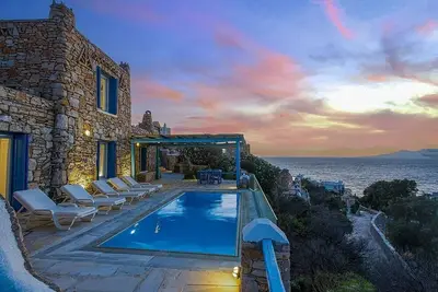 Cycladic Style Villa in Kanalia -  A/C, Private Terrace & Pool with Amazing Sea & Sunset Views!