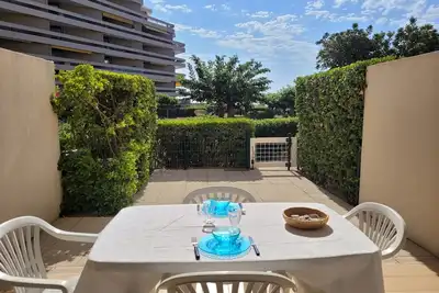 Image de Studio cabine avec terrasse, accès direct plage, Wifi, clim, parking privé - 4 pers.