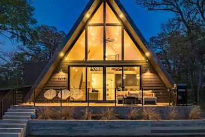 Lake Getaway Frame: A-Frame Cabin with Lake Views & Hammock Deck Star Gazer!