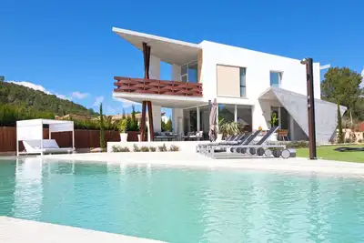 Luxury modern style villa with garden and heated pool