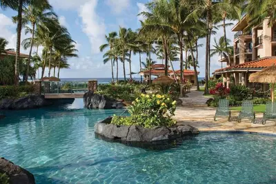 Beach Access, Beachside Pools-Marriott's Waiohai Beach Club-2 Bd. Ocean View