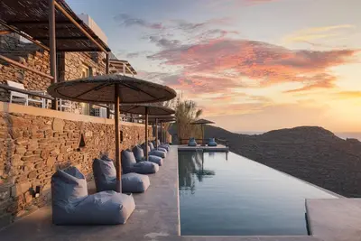 Image de Exquisite Kythnos Villa | Villa Elia | 4 Bedrooms | Located on Top of Kastella Beach | Shared Infinity Pool | Panoramic Vistas of Aegan Sea | Stimata