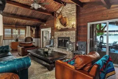 Log Cabin on Open Water