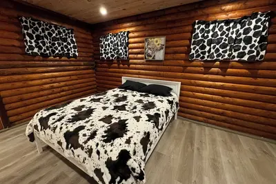 Image de Charming themed log cabin with open layout and WiFi, central heat and a/c.