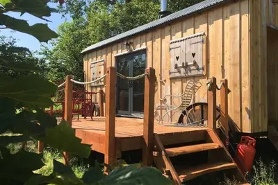 The Orient Express Shepherd's Hut with Hot Tub