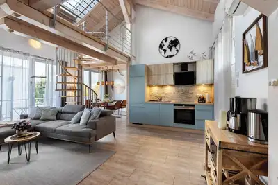 Image de Appartement 'Ferienwohnung Seeschwalbe - Marina Mücheln' avec vue sur lac, Wi-Fi et climatisation