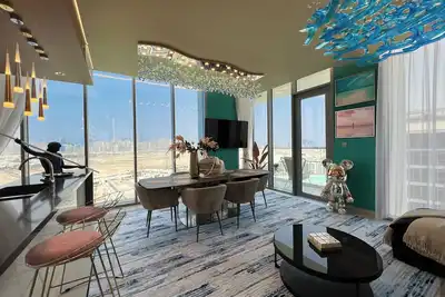 Image de Vues sur la skyline de Dubaï et le Burj Khalifa – 2 chambres – Étage élevé