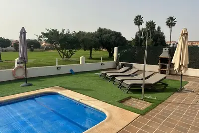 Frontline villa with private pool on La Estancia, Calle Lago Mayor