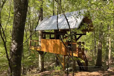 Image de Timber-frame treehouse along the Ocmulgee River; short drive from I-75