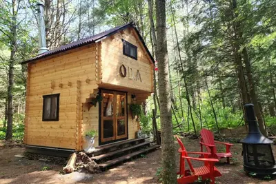 Image de \"Oda\" Log Cabin with Cedar Hot Tub & Sauna on wood