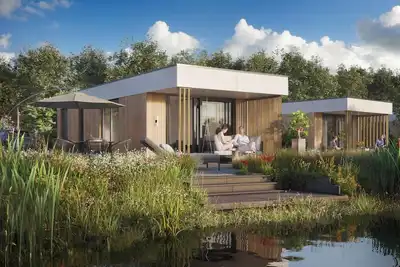 Image de Enjoying yourself by the water in this water lodge for 2 people with a hot tub