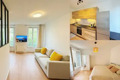 Image de Modern Paris apartment with a spacious living room and quiet bedroom for couples