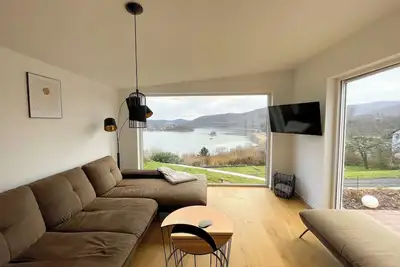 Image de Modern vacation home with panoramic terrace, sauna and view of Lake Edersee