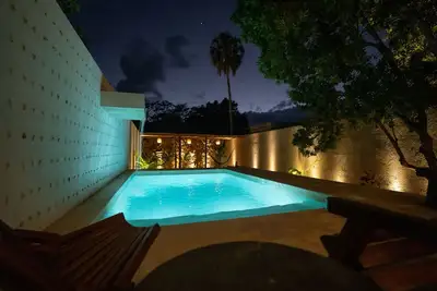 Image de Luxe Oasis w/ private pool, waterfall, yoga & hammock garden. Sleeps 12. Walk Downtown.