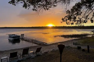 Beautiful 3-Bedroom + Bonus Room Waterfront Log Home in Danbury, Wisconsin