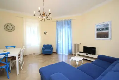Art Nouveau style villa facing the sea directly on the beach in Levanto.