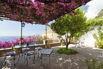 Breathtaking view of the ocean from a typical Amalfi coast house