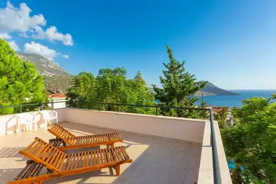 3+1 Villa with Sea View in Kalkan Center - Mimosa