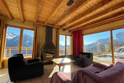 Chalet familial 10 pers. Serre Chevalier Briançon, vue exceptionnelle.