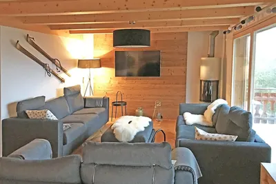 Image de Chalet et jacuzzi superbe vue sur la montagne