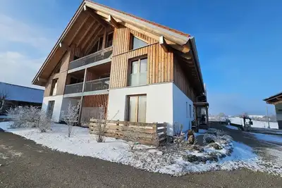 Image de Vacation on the farm in upscale style, relaxation in the new solid wood house