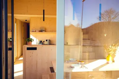 Image de Cabins in der Natur-Cabine-Design-Salle de bain privée séparée-Vue sur le bois